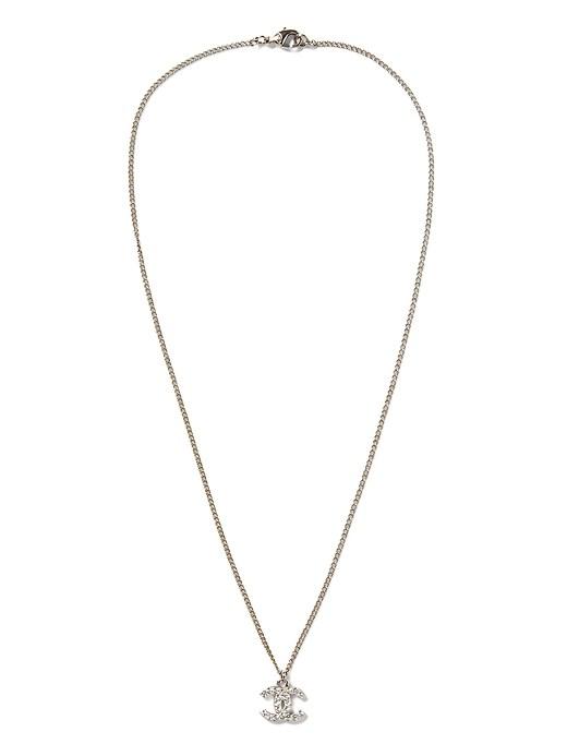 Banana Republic Mens Luxe Finds   Chanel Silver Crystal Logo Necklace White & Silver Size One Size