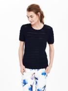 Banana Republic Womens Crochet Short Sleeve Pullover Sweater Size L - Navy