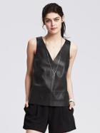 Banana Republic Leather Vee Shell Size 2 Petite - Black