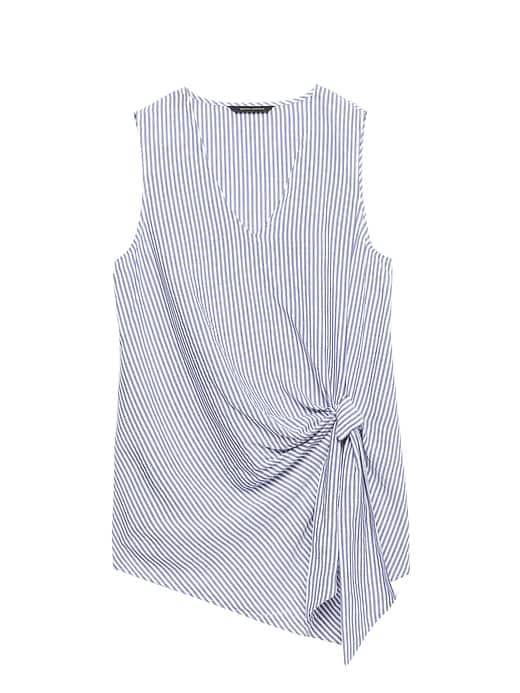 Banana Republic Womens Stripe Twist-front Top Blue Stripe Size S