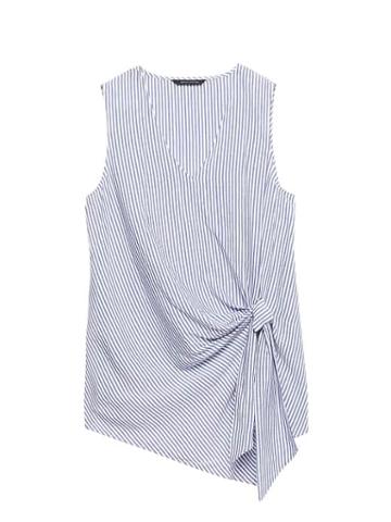 Banana Republic Womens Stripe Twist-front Top Blue Stripe Size S