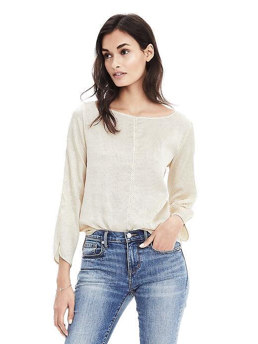 Banana Republic Womens Dot Print Tie Back Blouse - Cocoon