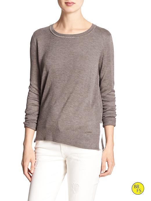 Banana Republic Factory Contrast Zipper Sweater Size L Petite - Mocha Latte