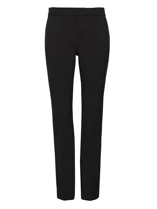 Banana Republic Womens Petite Ryan Slim Straight-fit Machine-washable Italian Wool Pant Black Size 8