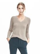 Banana Republic Button Back Vee Pullover Sweater - Oatmeal Heather