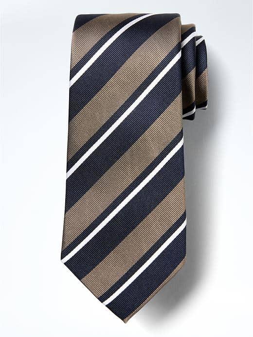 Banana Republic Classic Stripe Silk Nanotex Tie - Khaki