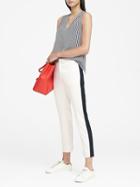 Banana Republic Womens Avery Straight-fit Side-stripe Plaid Pant White Size 4