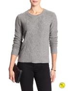 Banana Republic Factory Cable Knit Sweater Size L Petite - Medium Heather Gray