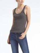 Banana Republic Womens Essential Stretch To Fit Ribbed Tank - Dark Gray Heather