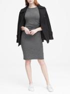 Banana Republic Womens Cozy Knit Side-rouche Dress Gray Stripe Size M