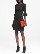 Banana Republic Womens Ponte Flutter-sleeve Dress Black Size 12