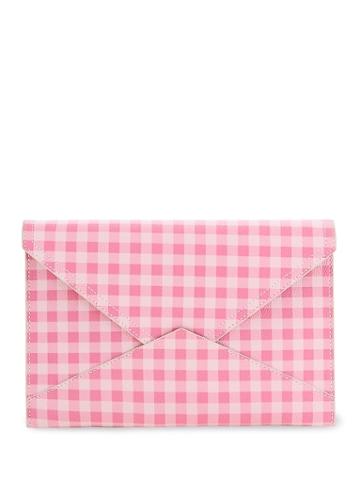 Banana Republic Womens Gingham Medium Envelope Pouch Pink Gingham Size One Size