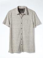 Banana Republic Mens Pique Short Sleeve Shirt - Oyster Grey