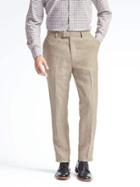 Banana Republic Mens Standard Solid Linen Suit Trouser - Khaki