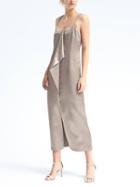 Banana Republic Womens Heritage Strappy Cascade Ruffle Maxi Dress - Vintage Taupe