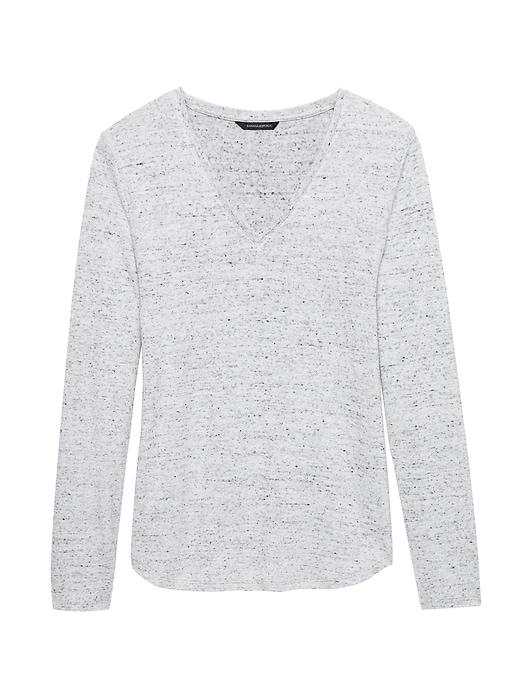 Banana Republic Womens Luxespun Long-sleeve V-neck T-shirt Medium Heather Gray Size Xs