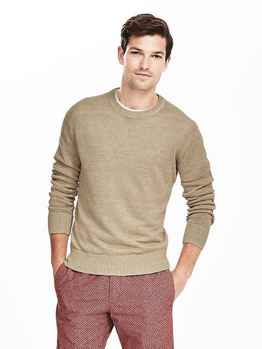 Banana Republic Mens Linen Crew Pullover Size Xl - Natural