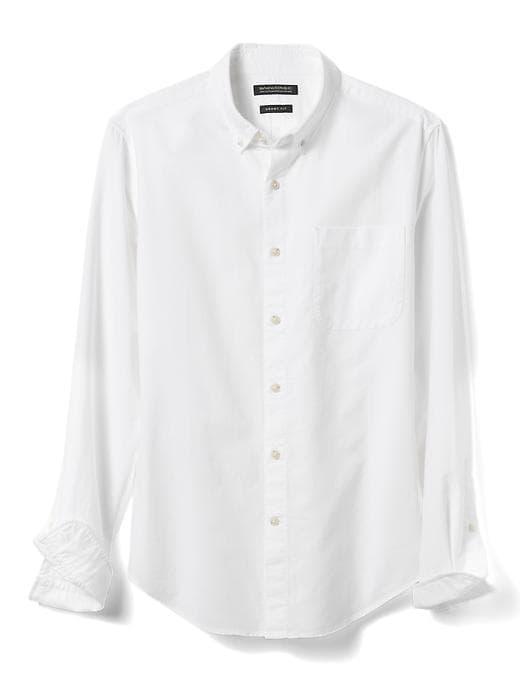 Banana Republic Mens Grant Fit Pocket Oxford Shirt - White