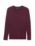 Banana Republic Womens Italian Merino-blend Crew-neck Sweater Burgundy Size Xl