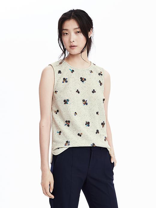 Banana Republic Womens Embellished Top Size Xl - Heather Gray
