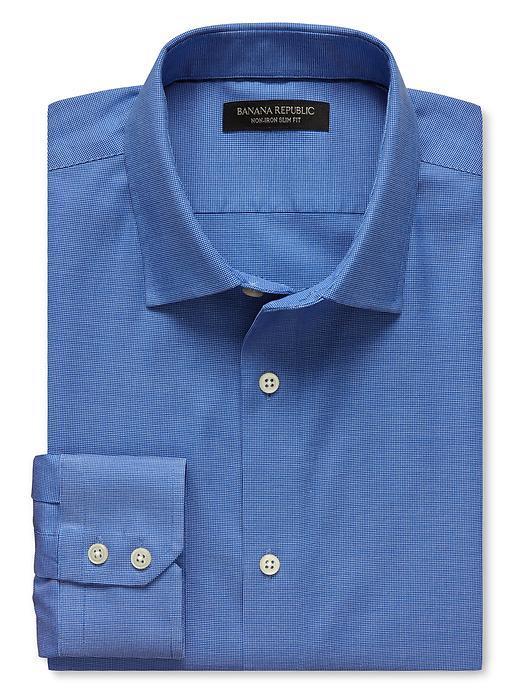 Banana Republic Mens Slim Fit Non Iron Textured Solid Shirt Size S - Blue Willow