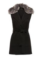 Banana Republic Womens Japan Online Exclusive Washable Merino Wool Blend Vest With Faux Fur Collar Black Size Xs