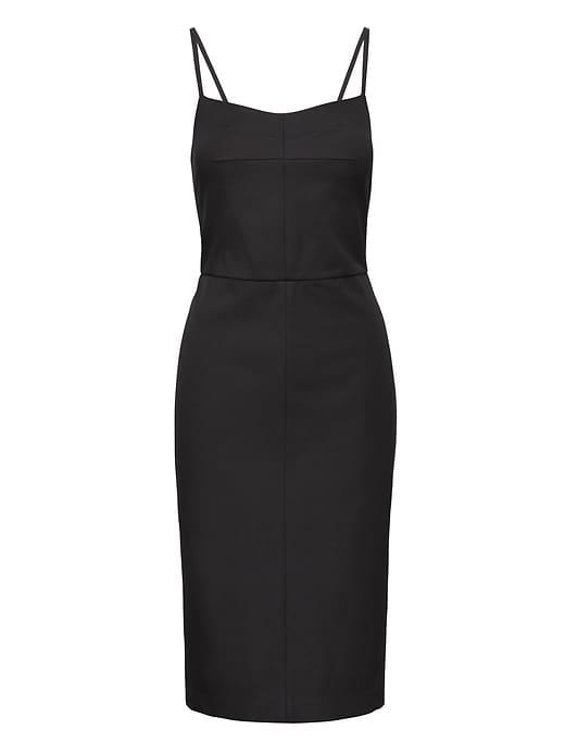 Banana Republic Womens Petite Strappy Bi-stretch Sheath Dress Black Size 6