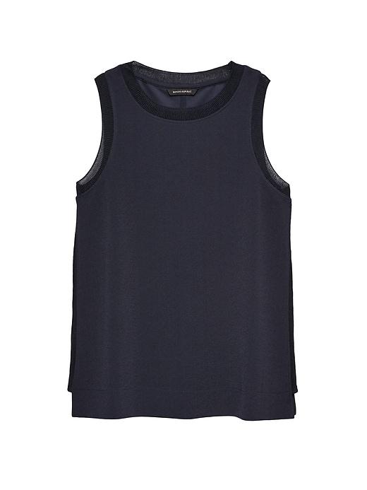 Banana Republic Womens Petite Rib-knit Trim Tank Navy Size S