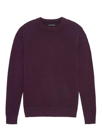 Banana Republic Mens Extra-fine Italian Merino Woolcrew-neck Sweater Burgundy Red Size Xs