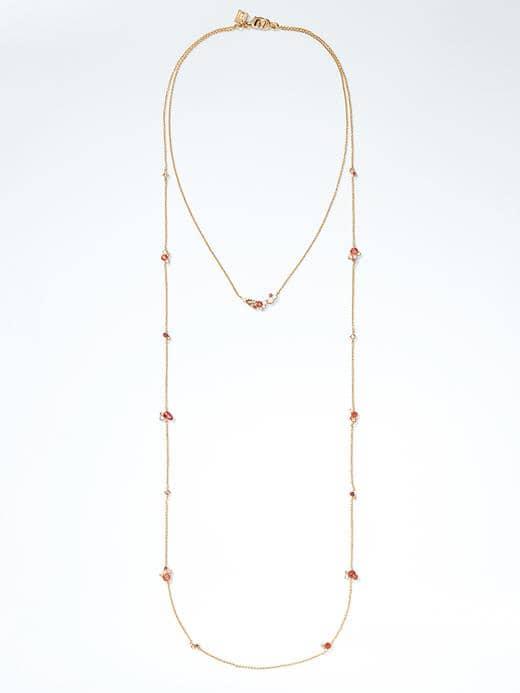 Banana Republic Delicate Color Cluster Double Strand Necklace - Red