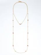 Banana Republic Delicate Color Cluster Double Strand Necklace - Red
