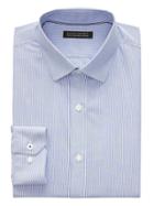 Banana Republic Mens Camden Standard-fit Non-iron Stretch Stripe Shirt Damselfish Blue Size Xxs