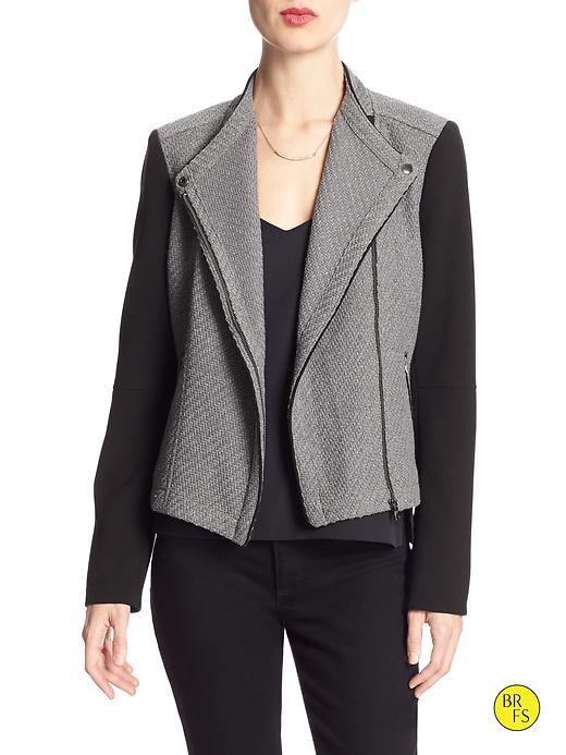 Banana Republic Factory Textured Moto Jacket Size L Petite - Medium Gray Heather