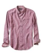 Banana Republic Mens Camden Fit Textured Print Linen Shirt Size L Tall - Red