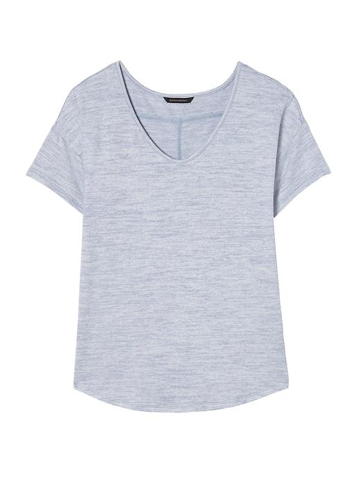 Banana Republic Womens Soft Jersey Swoop Tee Heather Light Blue Size Xl