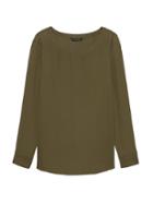 Banana Republic Womens Solid High-low Hem Top Dark Cypress Green Size M