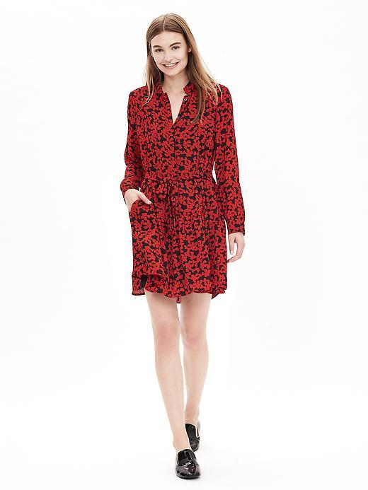 Banana Republic Womens Heart Print Shirtdress Size 0 - Lipstick Red
