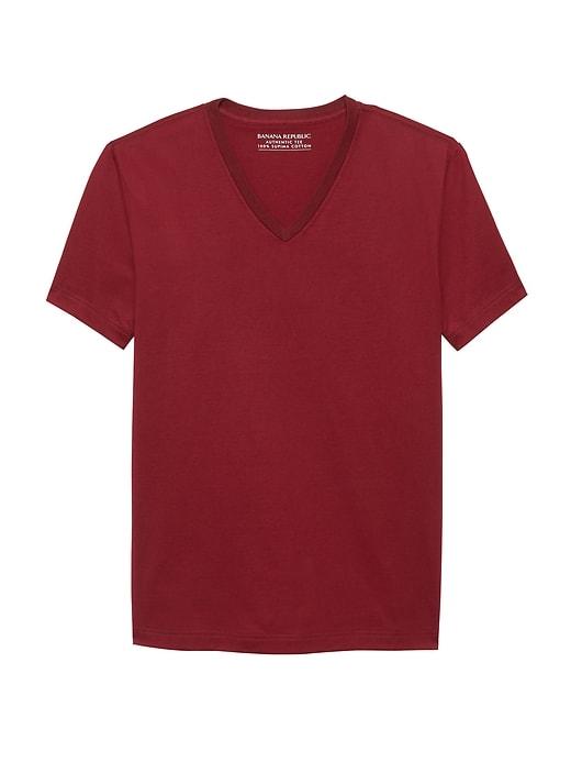 Banana Republic Mens Authentic Supima Cotton V-neck T-shirt Crimson Size M