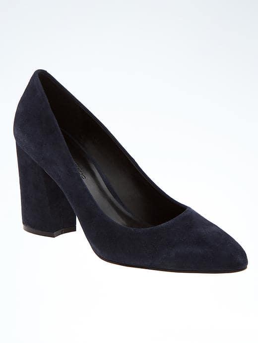 Banana Republic Almond Toe Block Heel Pump - Smokey Navy