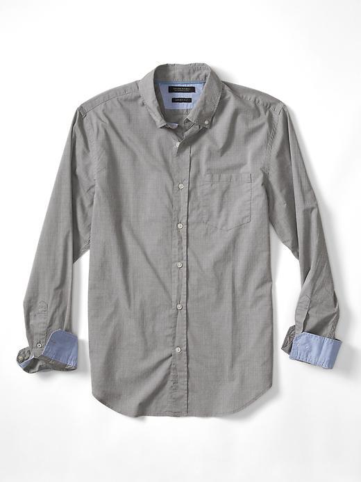 Banana Republic Mens Grant Fit Custom Wash Texture Dobby Shirt Size L Tall - Olive Moss