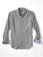 Banana Republic Mens Grant Fit Custom Wash Texture Dobby Shirt Size L Tall - Olive Moss