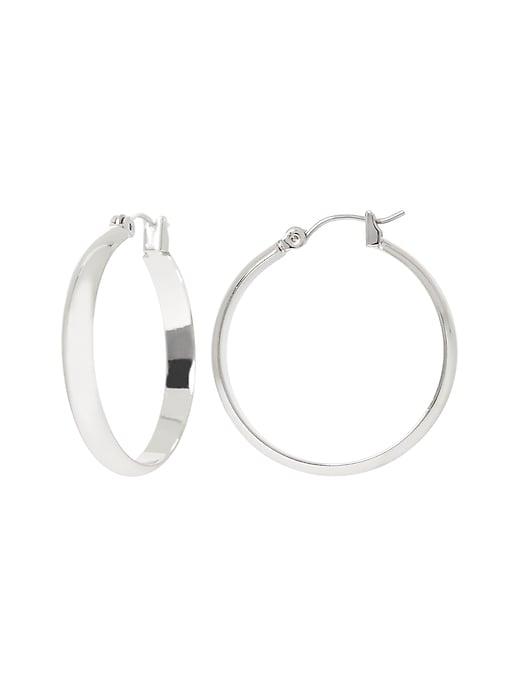 Banana Republic Womens Medium Hollow Hoop Earring Silver Size One Size