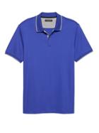 Banana Republic Mens Slim Luxury-touch Jacquard Collar Polo Shirt Voltage Blue Size S