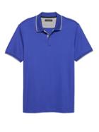 Banana Republic Mens Slim Luxury-touch Jacquard Collar Polo Shirt Voltage Blue Size S