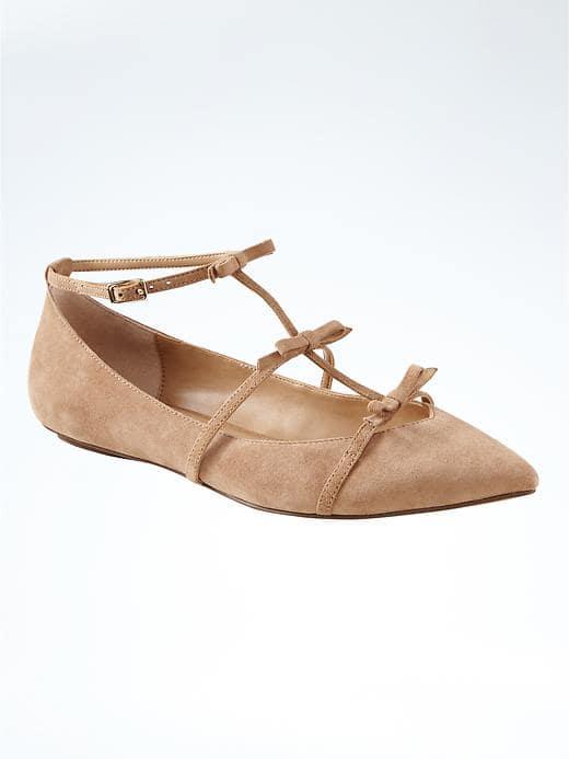 Banana Republic Triple Bow Flat - Biscottie Suede