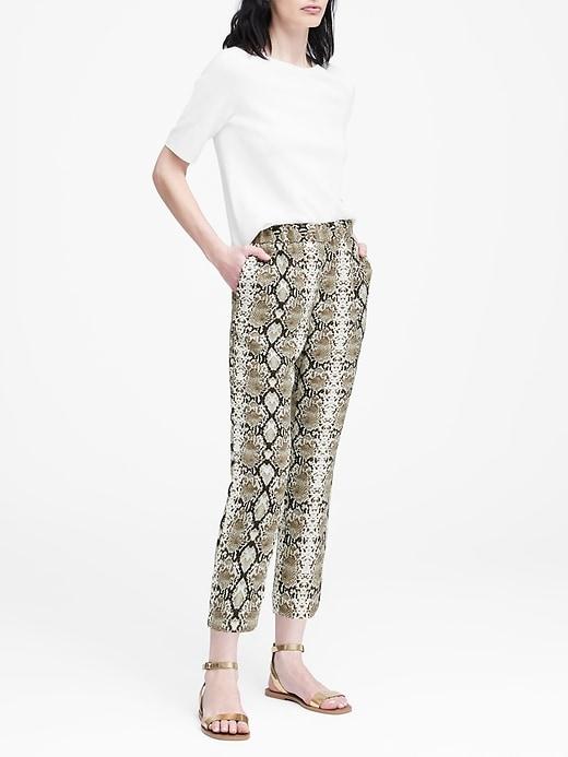 Banana Republic Petite Hayden Tapered-fit Snake Pull-on Ankle Pant