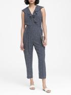 Banana Republic Print Ruffle V-neck Cropped Jumpsuit