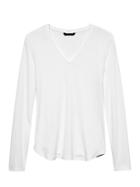 Banana Republic Womens Luxespun Long-sleeve V-neck T-shirt White Size M