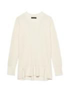 Banana Republic Womens Petite Wool-cotton Blend Mixed-stitch Sweater Tunic Ivory Size S