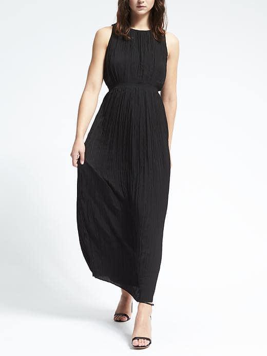 Banana Republic Womens Gathered Pleat Maxi Dress - Black